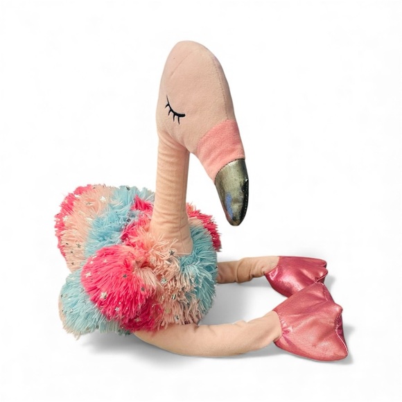 Plush Flamingo Toy with Metallic Stars NWT 28” Long - Picture 2 of 6